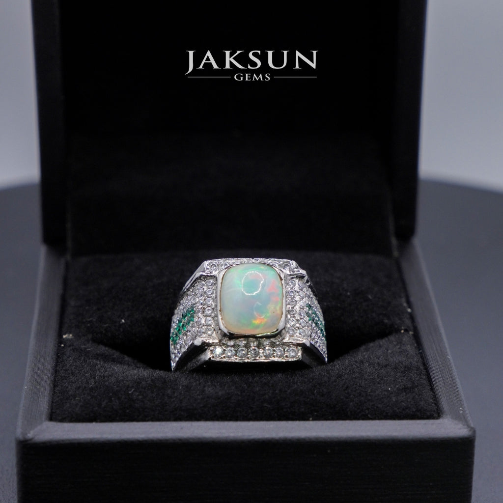 Cincin White Opal Stone (Alpaka Setting) 03