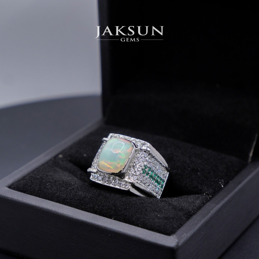 Cincin White Opal Stone (Alpaka Setting) 03