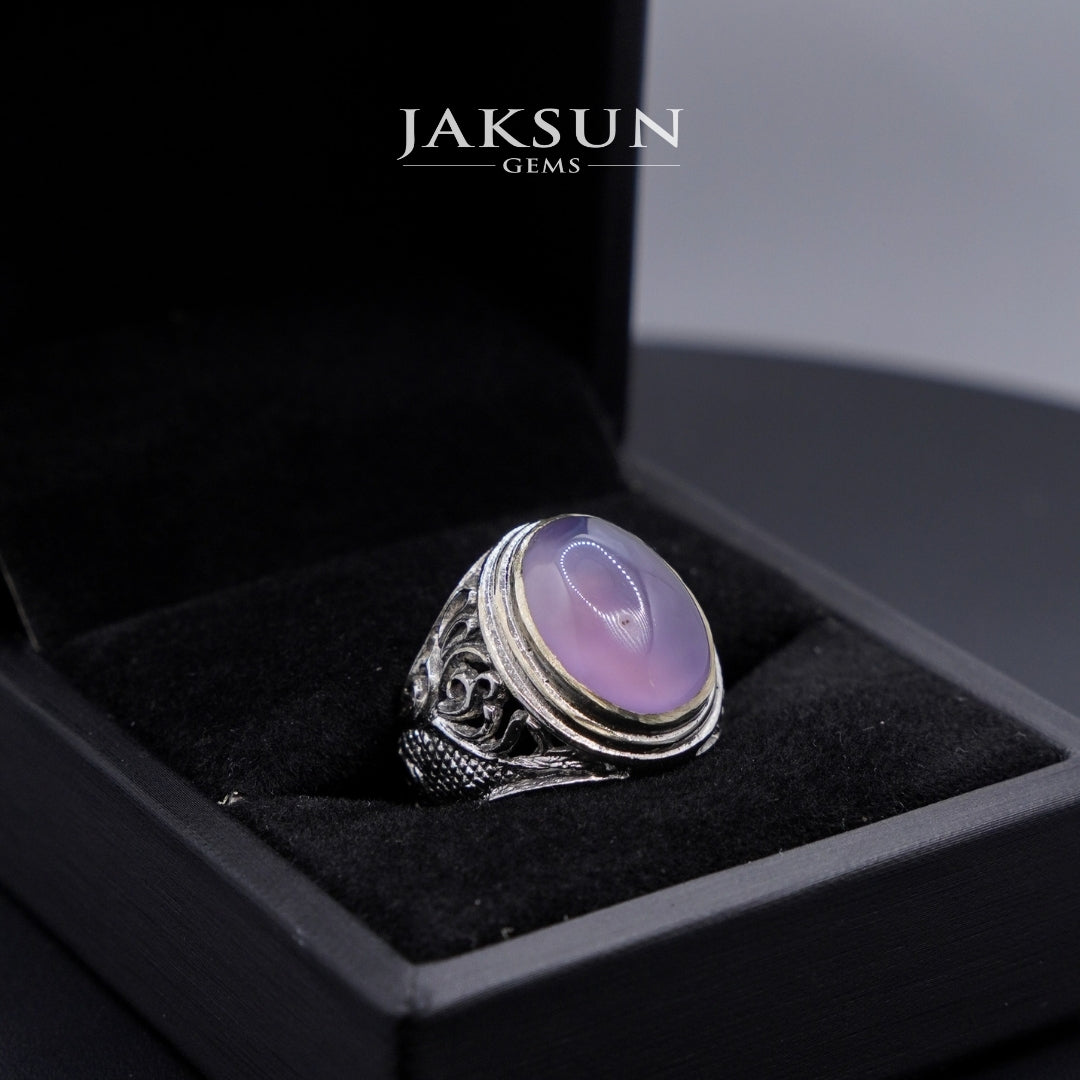 Cincin Purple Chalcedony (Alpaka Setting) 004