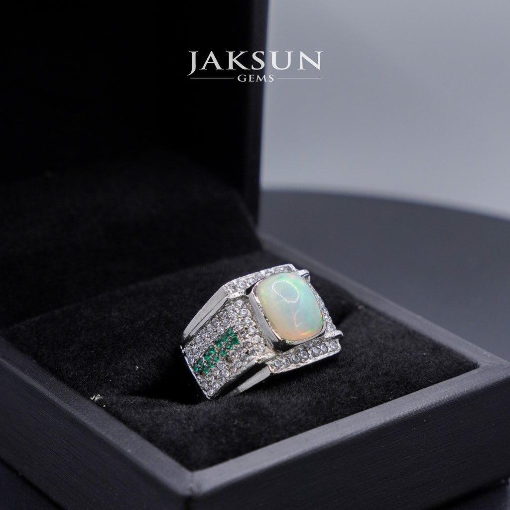 Cincin White Opal Stone (Alpaka Setting) 03