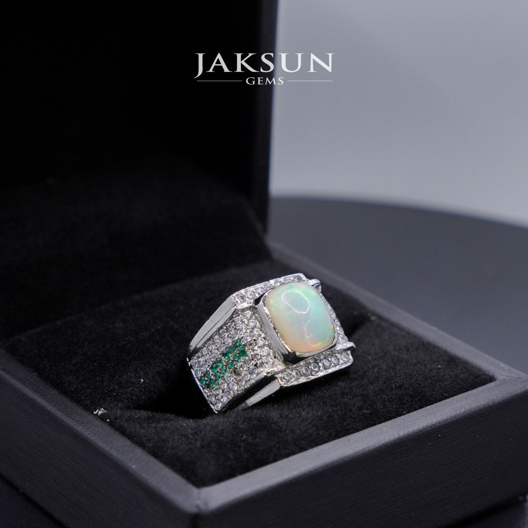 Cincin White Opal Stone (Alpaka Setting) 03