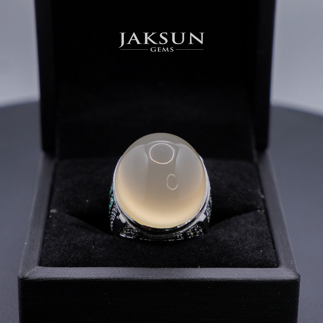 Cincin White Chalcedony (Alpaka Setting) 02