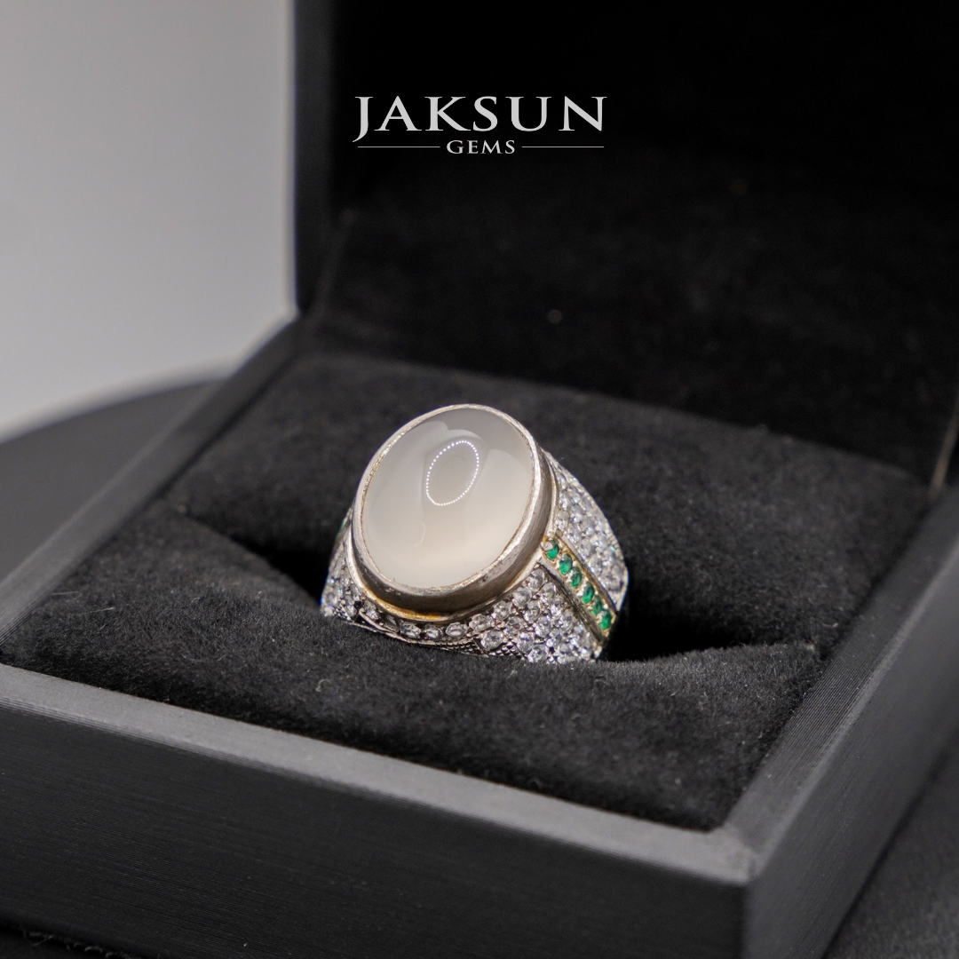Cincin White Chalcedony (Alpaka Setting) 01