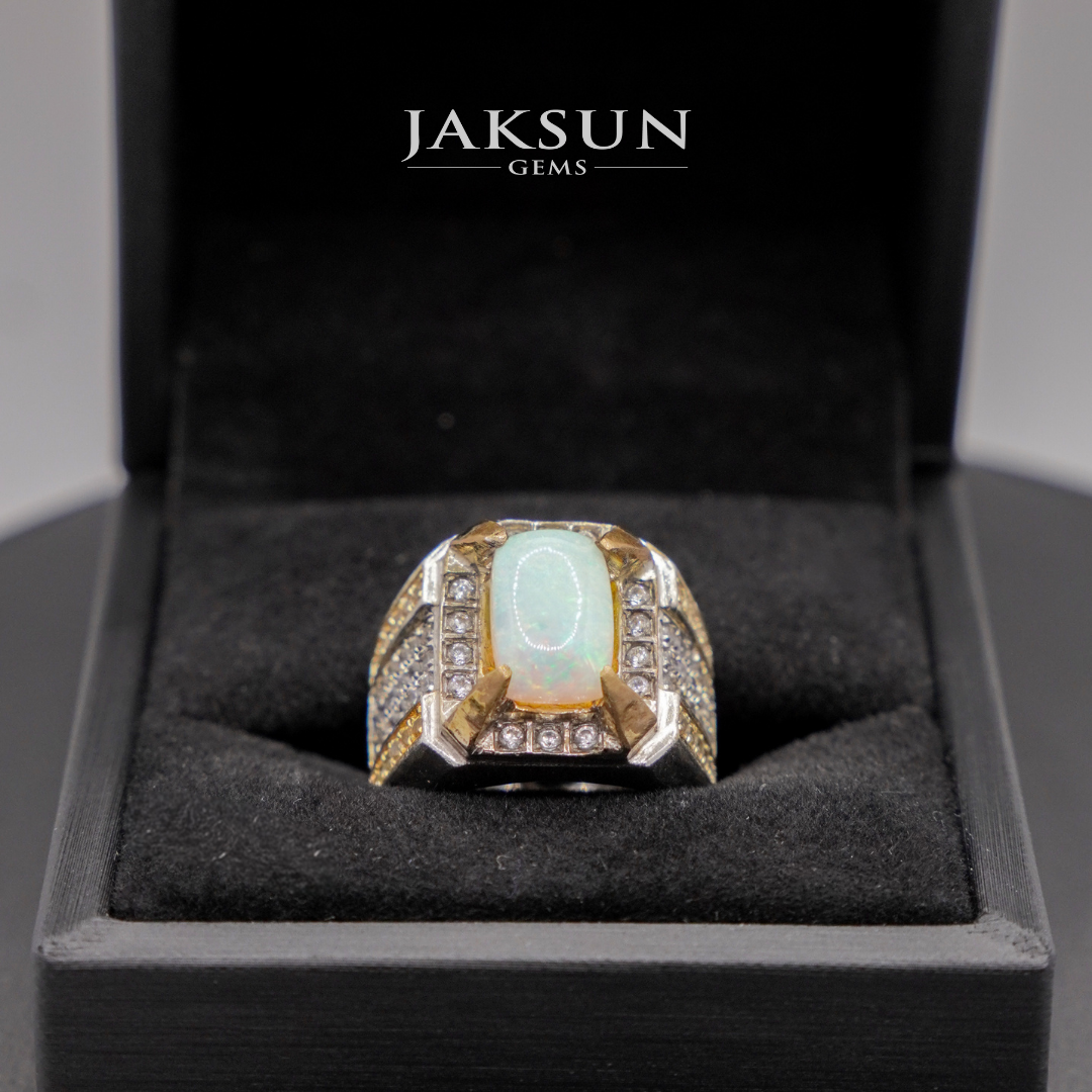 Cincin White Opal Stone (Alpaka Setting) 01