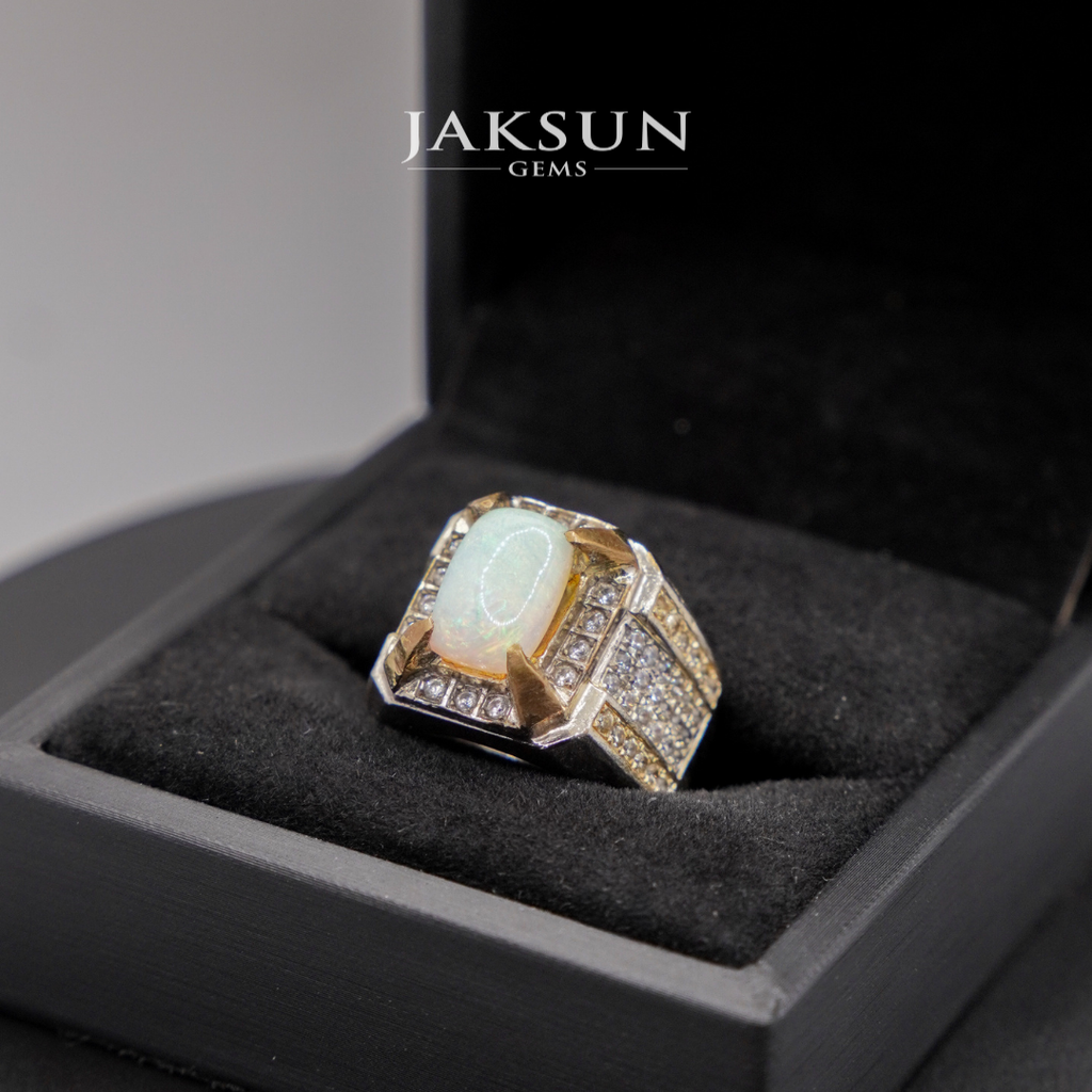 Cincin White Opal Stone (Alpaka Setting) 01