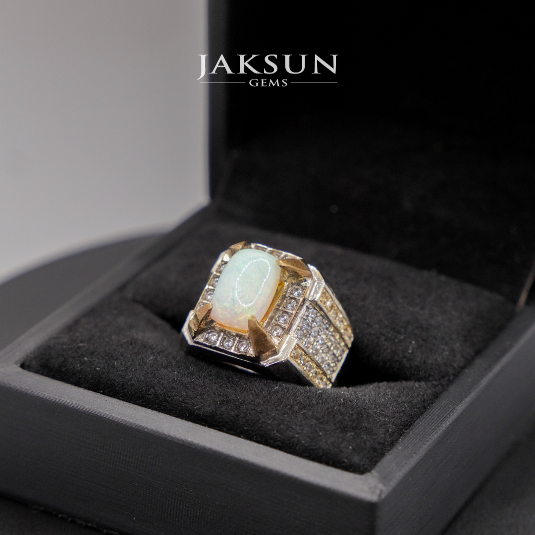 Cincin White Opal Stone (Alpaka Setting) 01