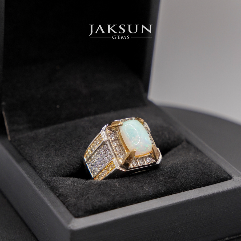 Cincin White Opal Stone (Alpaka Setting) 01