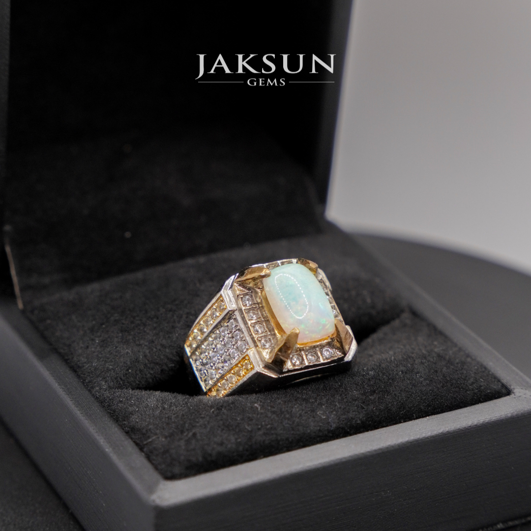 Cincin White Opal Stone (Alpaka Setting) 01