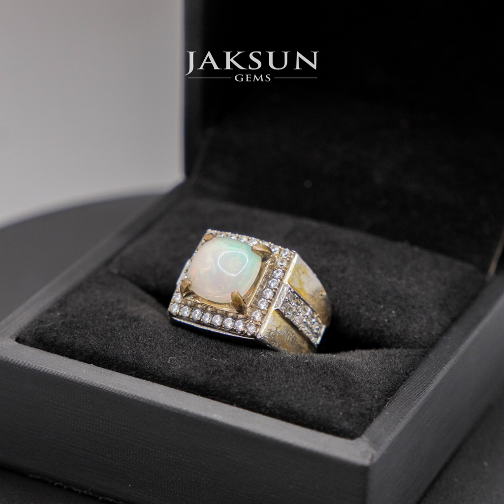 Cincin White Opal Stone (Alpaka Setting) 02
