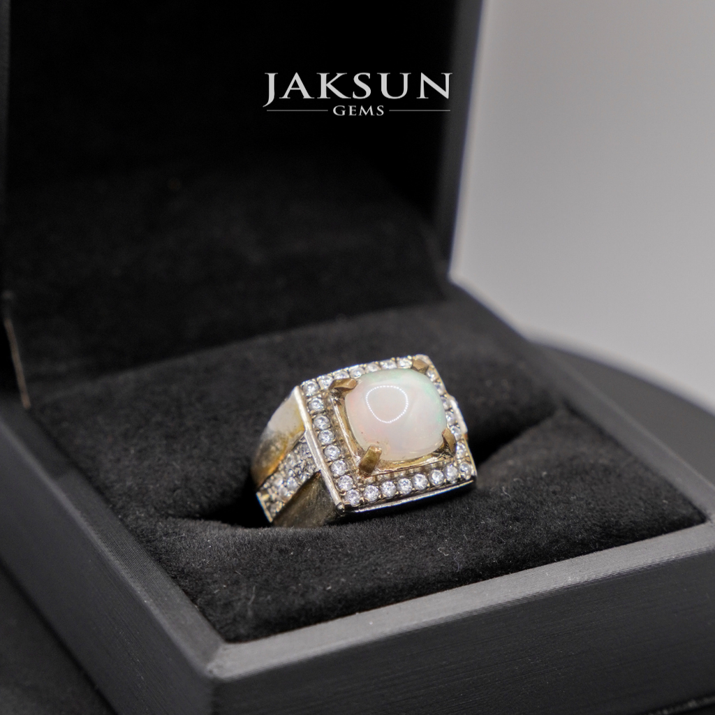Cincin White Opal Stone (Alpaka Setting) 02