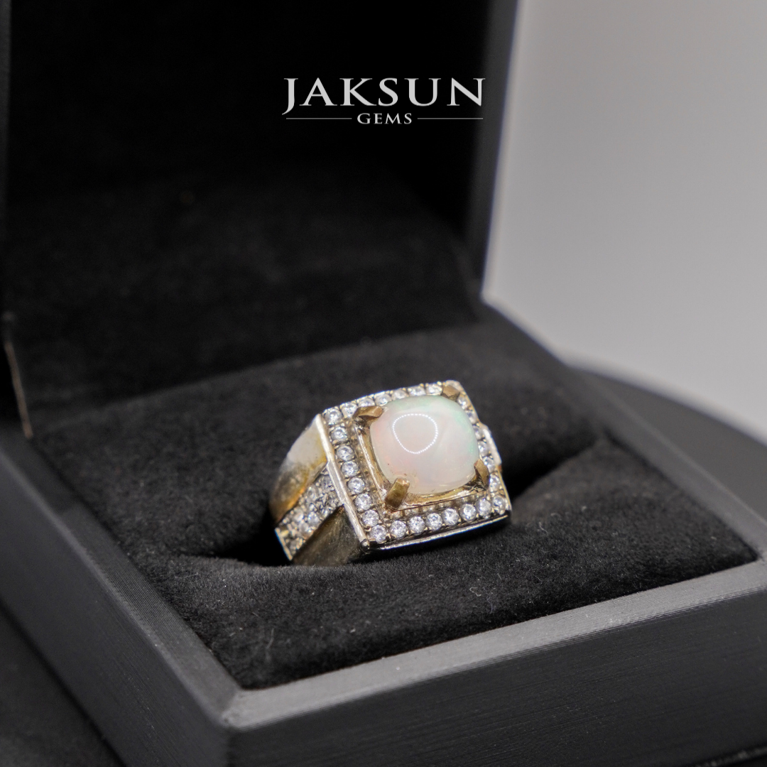 Cincin White Opal Stone (Alpaka Setting) 02