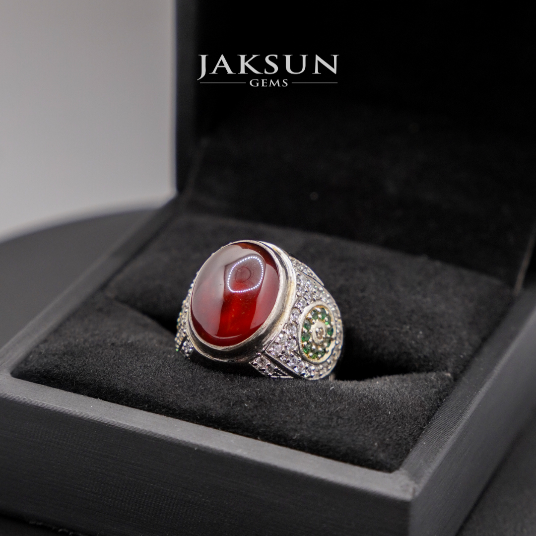 Cincin Red Granite (Alpaka Setting) 01
