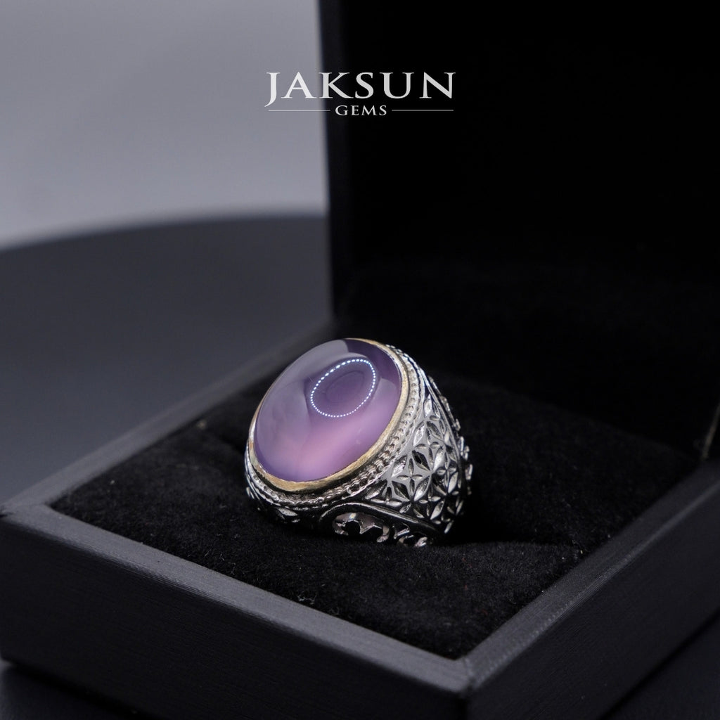 Cincin Purple Chalcedony (Alpaka Setting) 016