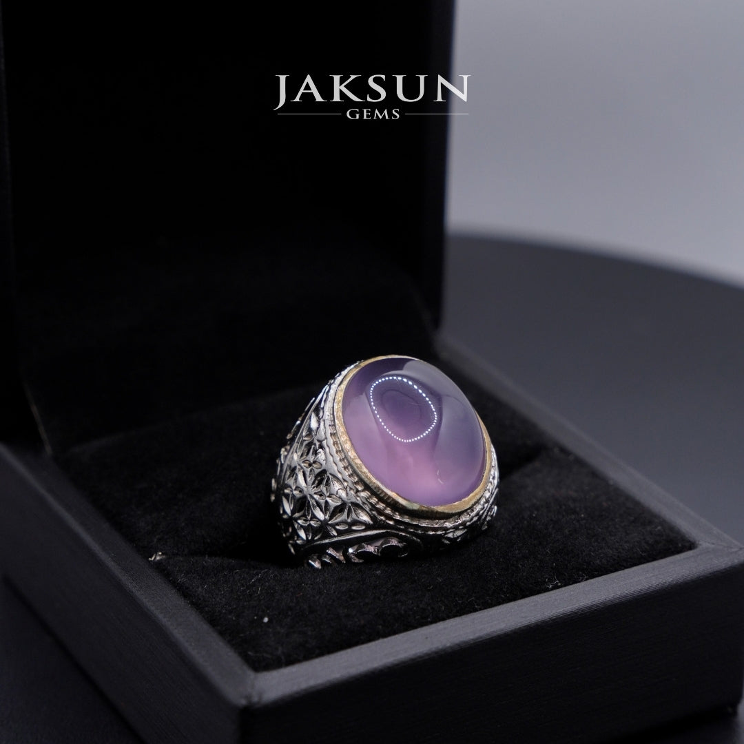 Cincin Purple Chalcedony (Alpaka Setting) 016