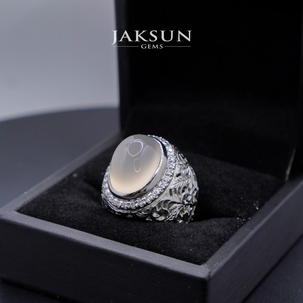 Cincin White Chalcedony (Alpaka Setting) 03