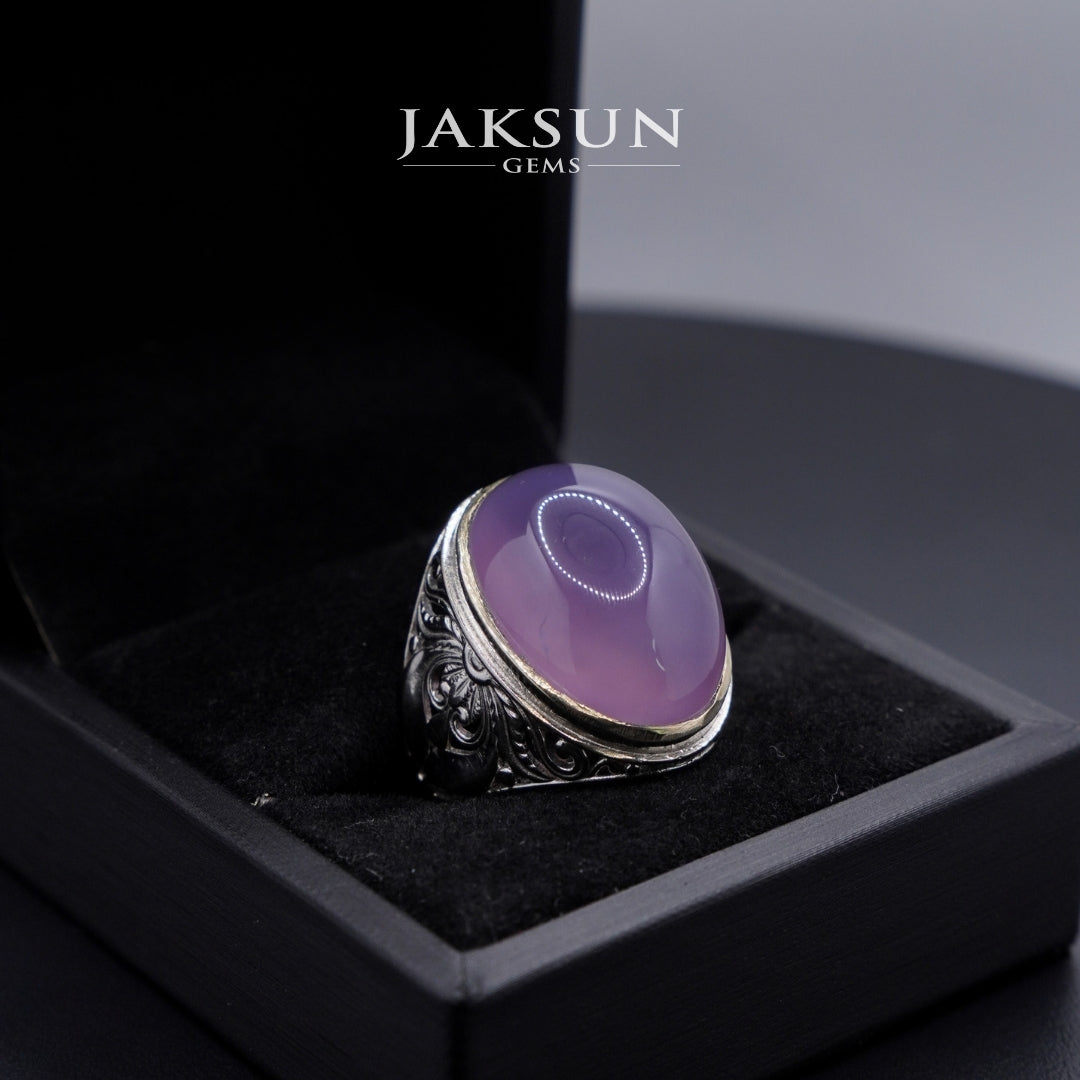 Cincin Purple Chalcedony (Alpaka Setting) 020