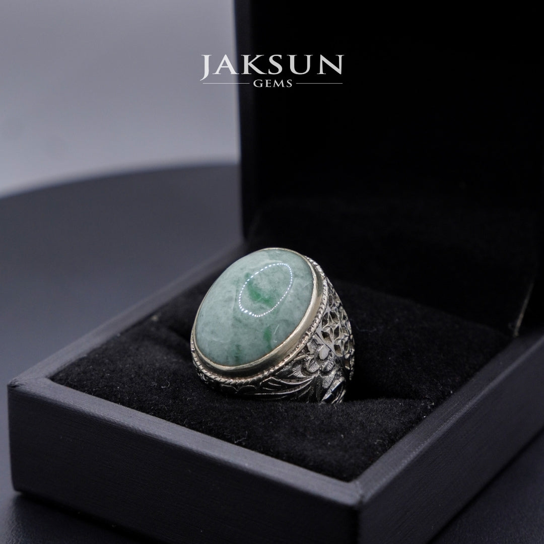 Premium Giok Nabire Alpaka Ring Set with Authenticity Certificate #05