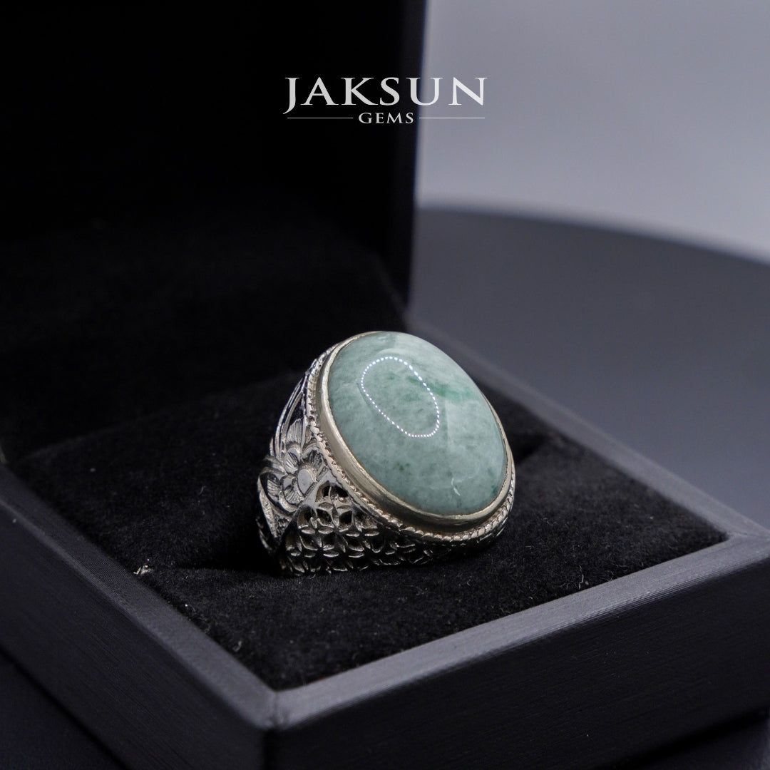 Premium Giok Nabire Alpaka Ring Set with Authenticity Certificate #05