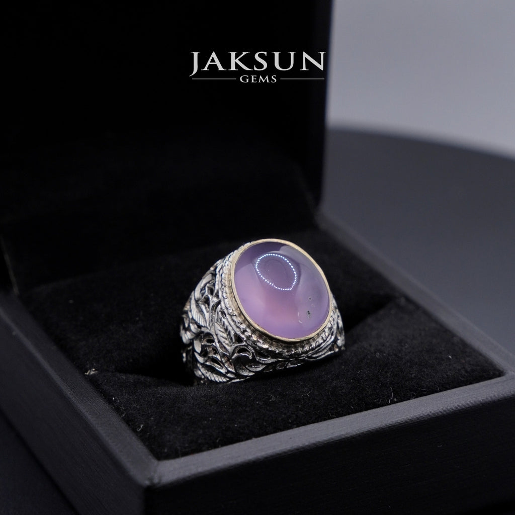 Cincin Purple Chalcedony (Alpaka Setting) 025