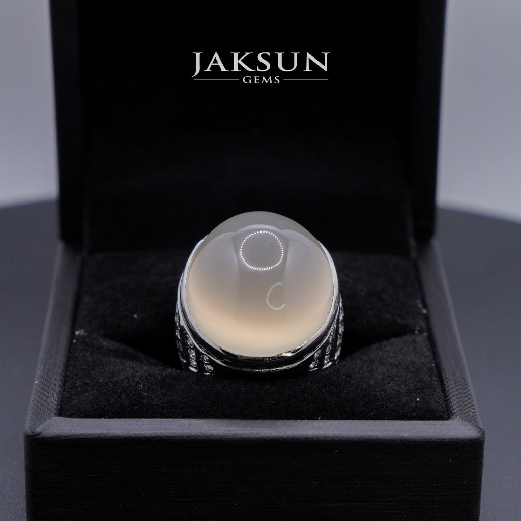 Cincin White Chalcedony (Alpaka Setting) 04