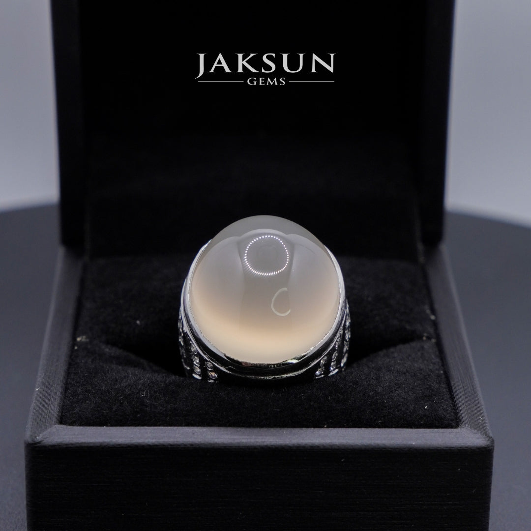 Cincin White Chalcedony (Alpaka Setting) 04